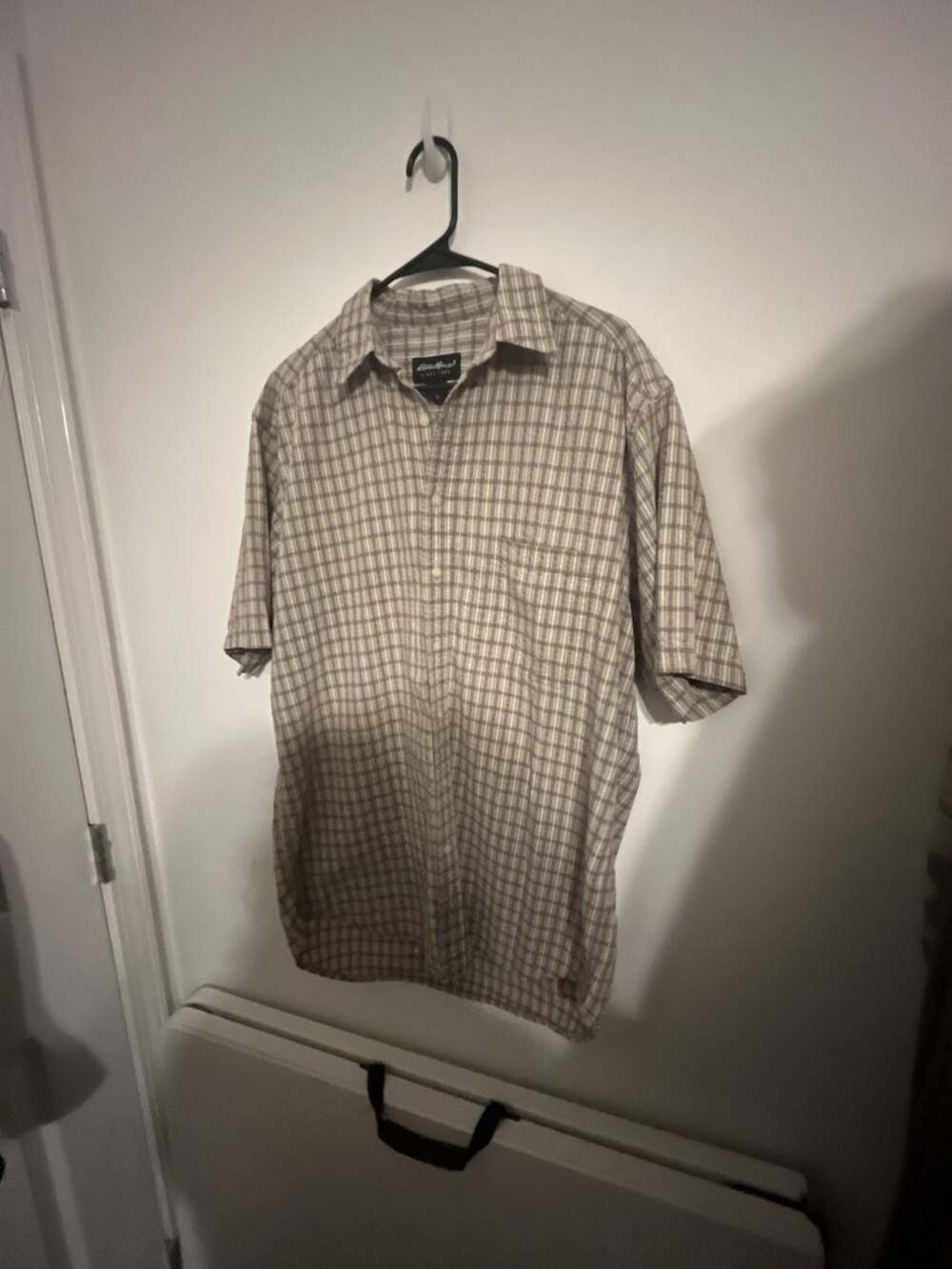 Eddie Bauer Men's Short Sleeve Plaid Button Down Shirt Size Medium Tall